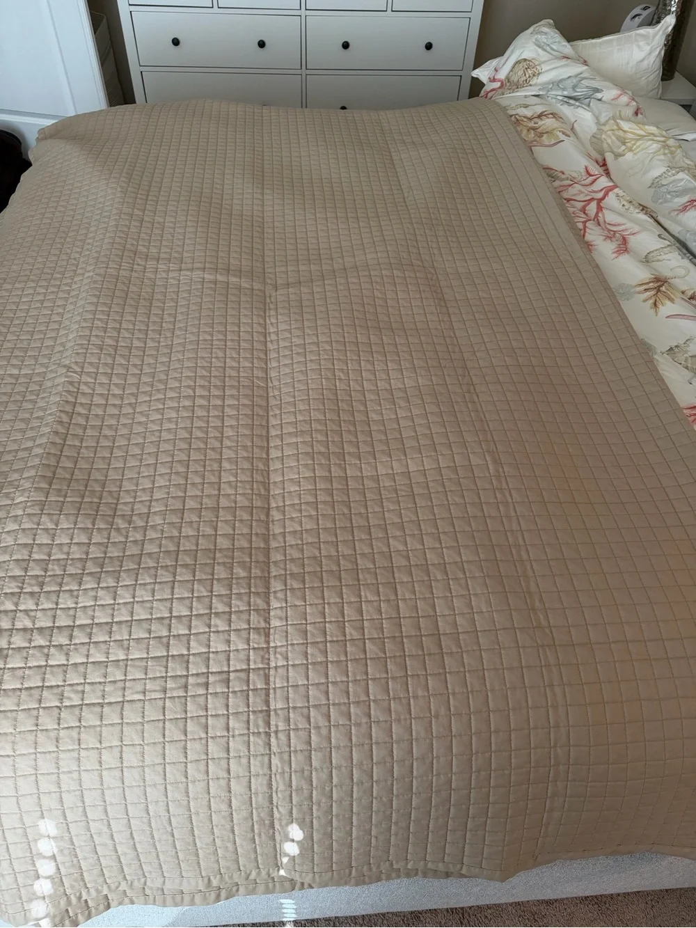 Hotel Collection King Quilt Tan 100% Pima Cotton Square Quilted Coverlet Macy’s